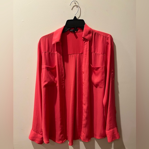 Express Button Down Shirt in Pink/Salmon - Picture 2 of 6